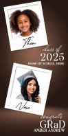 Brown Then And Now Graduation Banner | Class Of 2025 Roll-up Sign | Editable Photo Banner Template"
